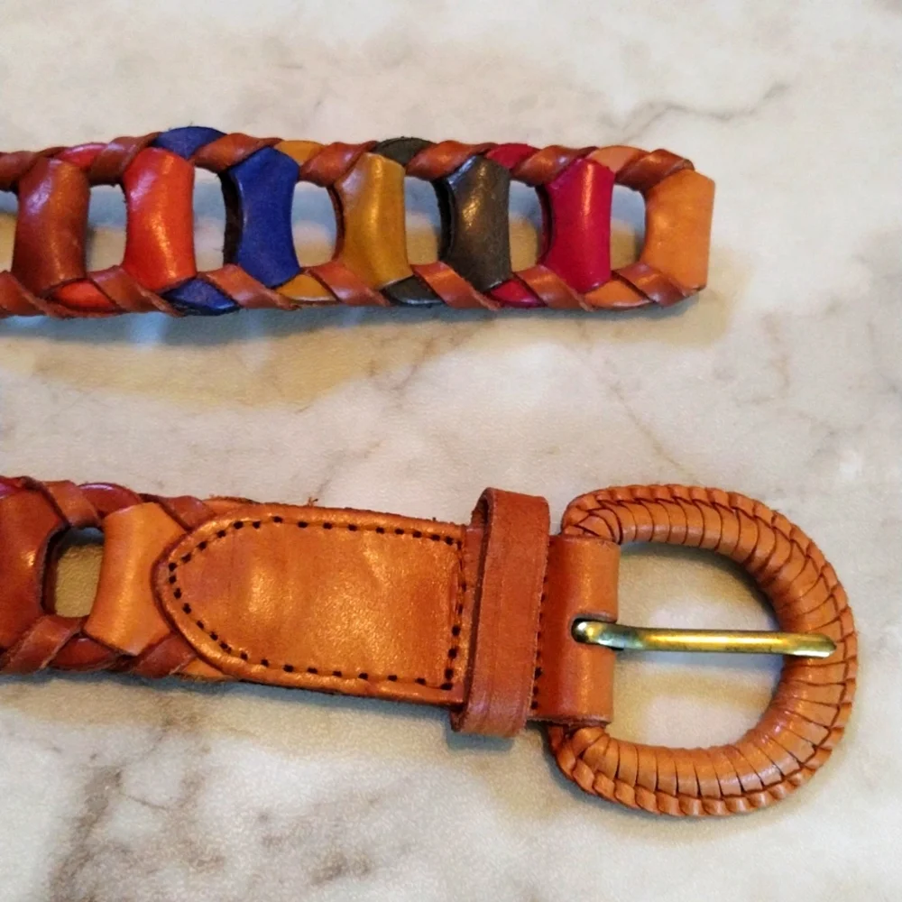 Girls youth genuine leather weaved style Belt.
